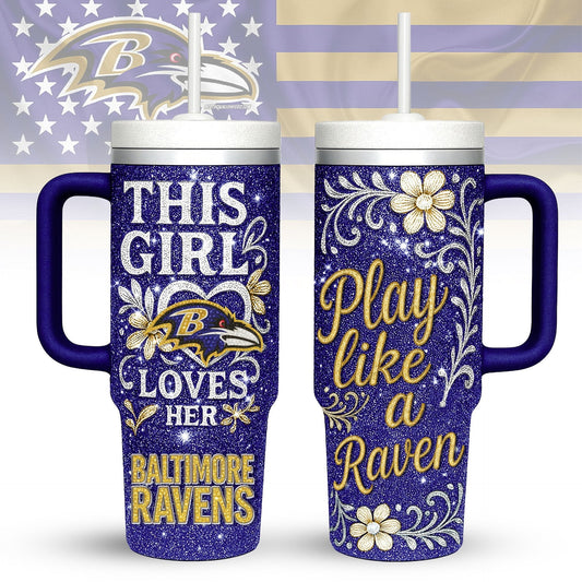LIMITED EDITION - NEW CUSTOMIZED NFL28 BTR BALTIMORE RAVENS 40 OZ TUMBLER