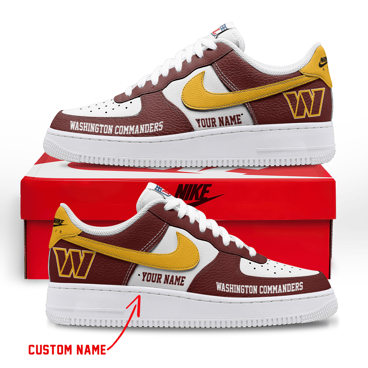 [SPECIAL OFFER] NEW CUSTOMIZED NFL12 WTC WASHINGTON COMMANDERS AF1 SNEAKERS