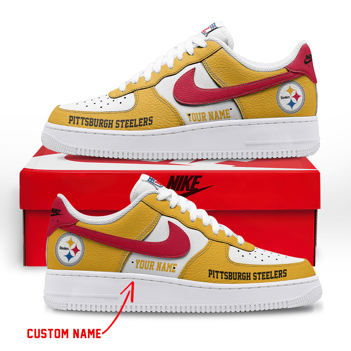 [SPECIAL OFFER] NEW CUSTOMIZED NFL14 PSB PITTSBURGH STEELERS AF1 SNEAKERS