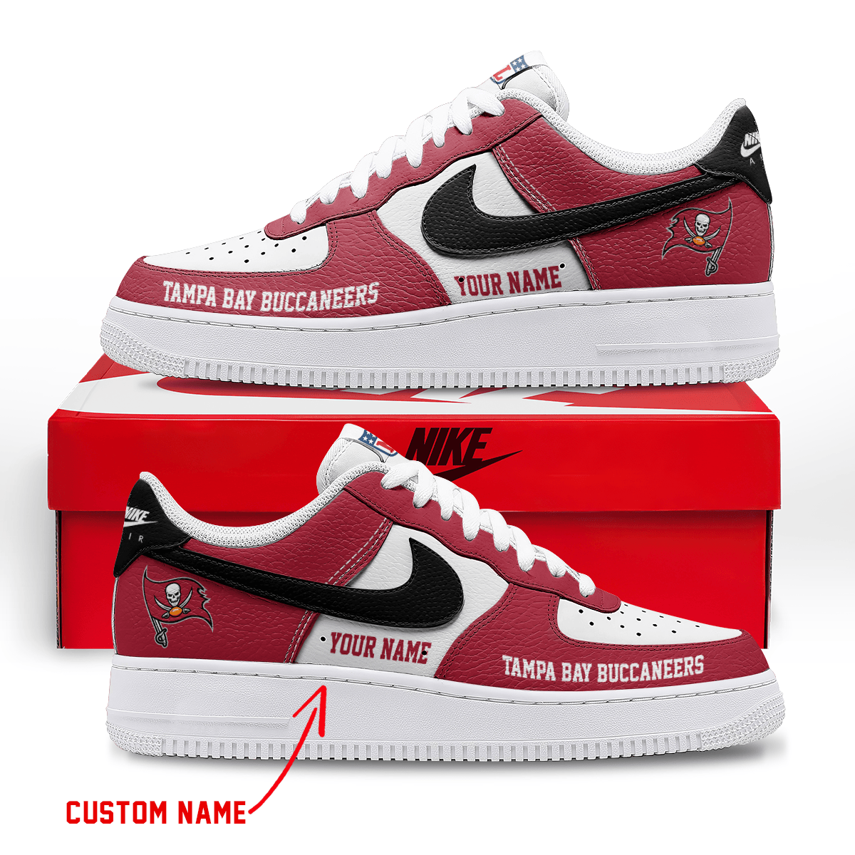 [SPECIAL OFFER] NEW CUSTOMIZED NFL10 TBB TAMPA BAY BUCCANEERS F1 SNEAKERS