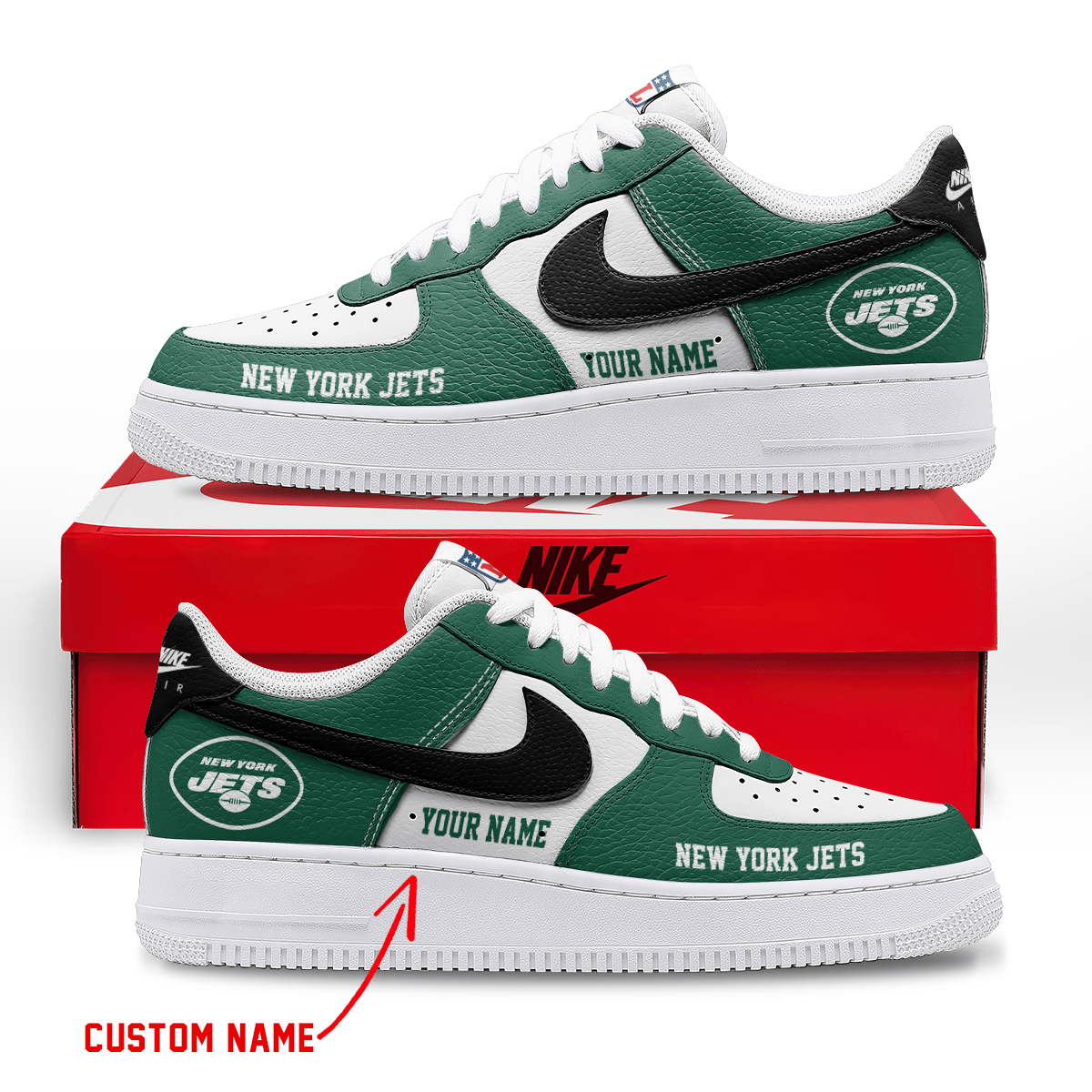 [SPECIAL OFFER] NEW CUSTOMIZED NFL25 NYJ NEW YORK JETS AF1 SNEAKERS