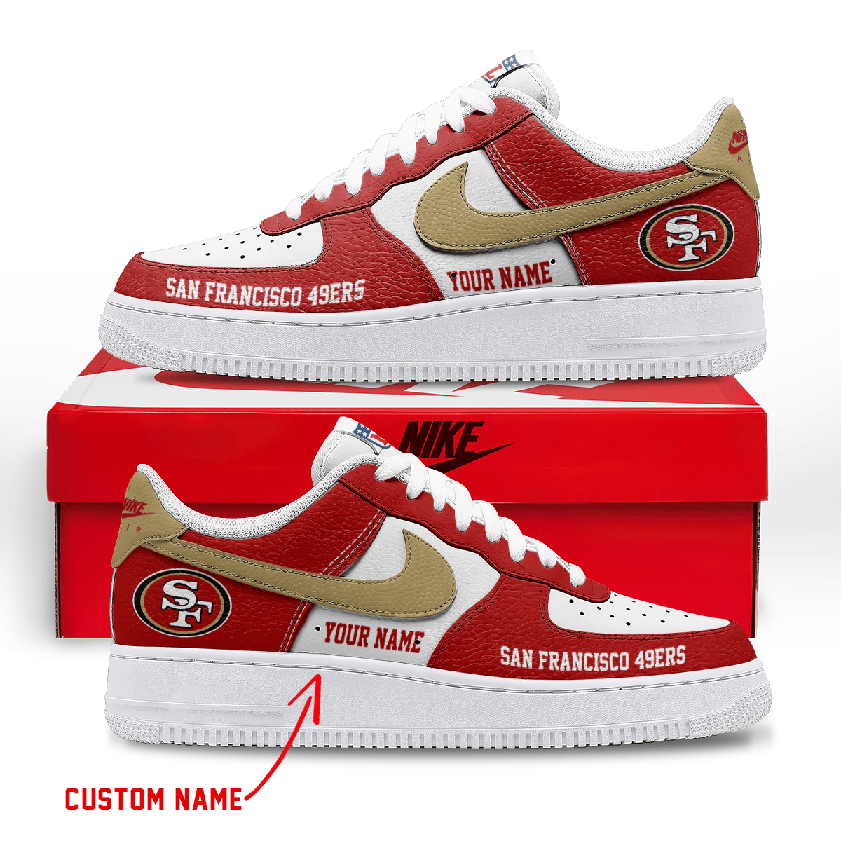 [SPECIAL OFFER] NEW CUSTOMIZED NFL11 SF49 SAN FRANCISCO 49ERS AF1 SNEAKERS