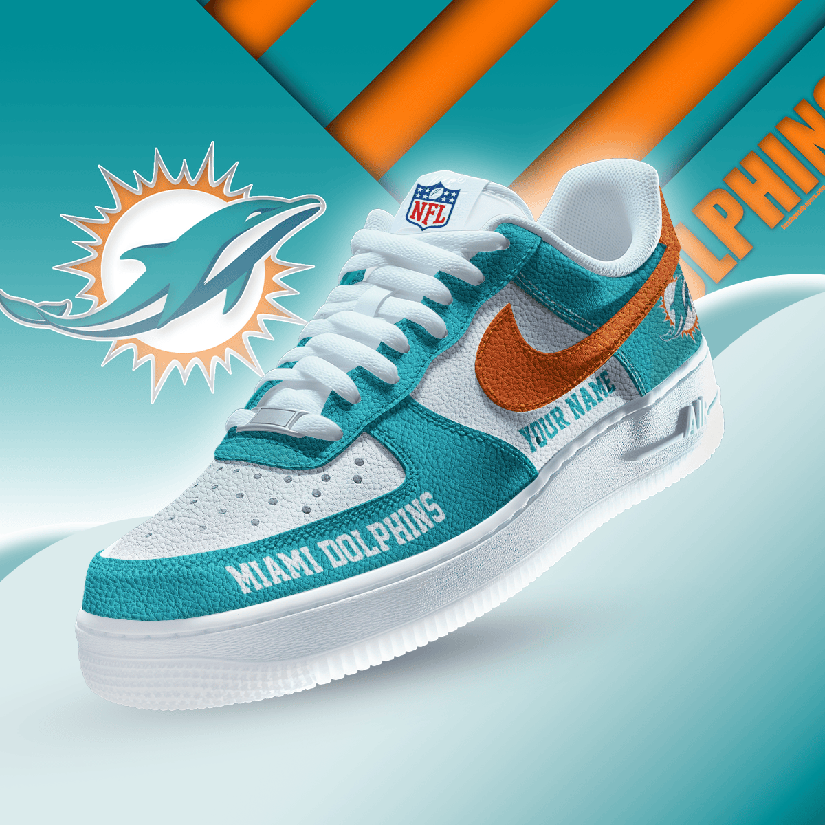 [SPECIAL OFFER] NEW CUSTOMIZED NFL19 MDP MIAMI DOLPHINS AF1 SNEAKERS