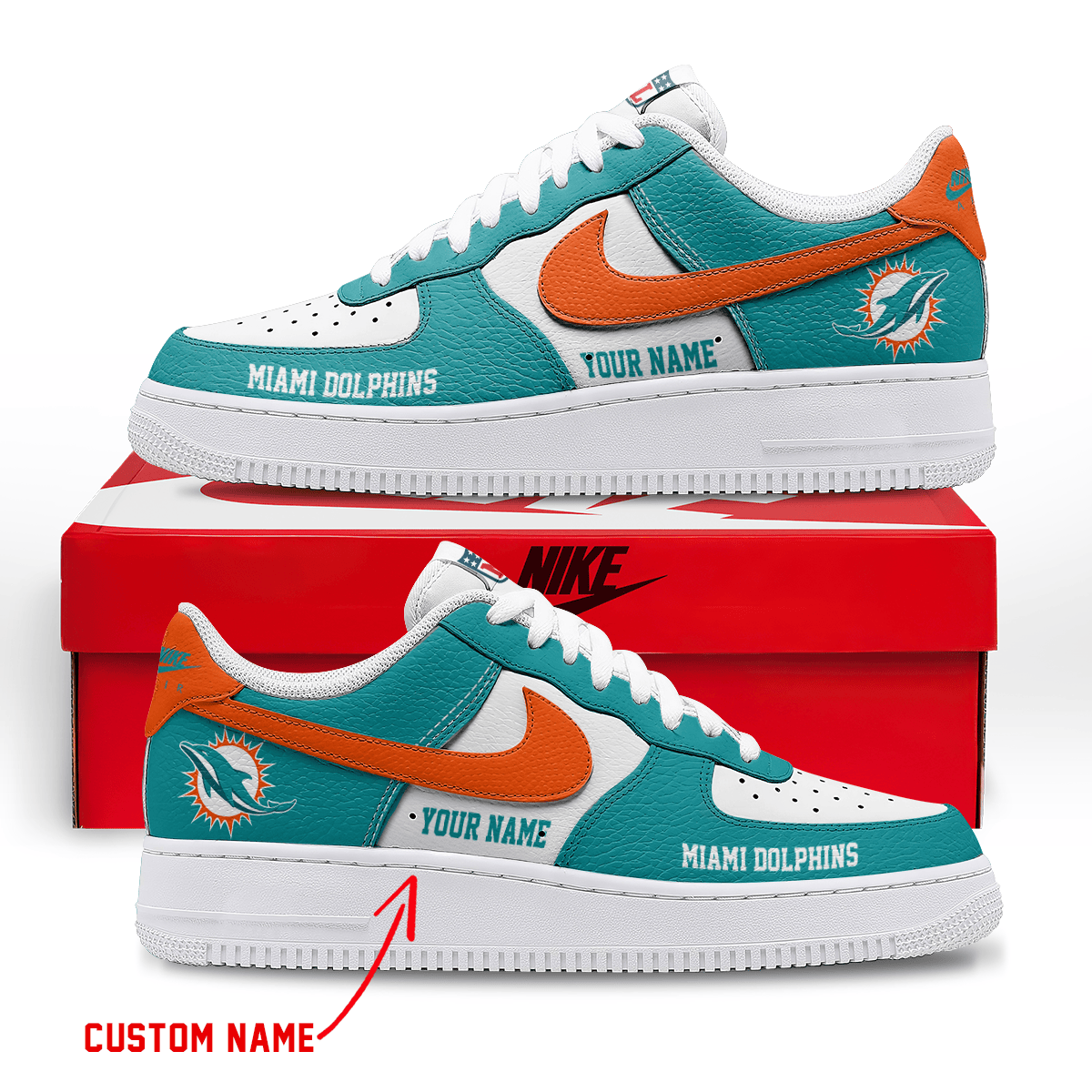 [SPECIAL OFFER] NEW CUSTOMIZED NFL19 MDP MIAMI DOLPHINS AF1 SNEAKERS