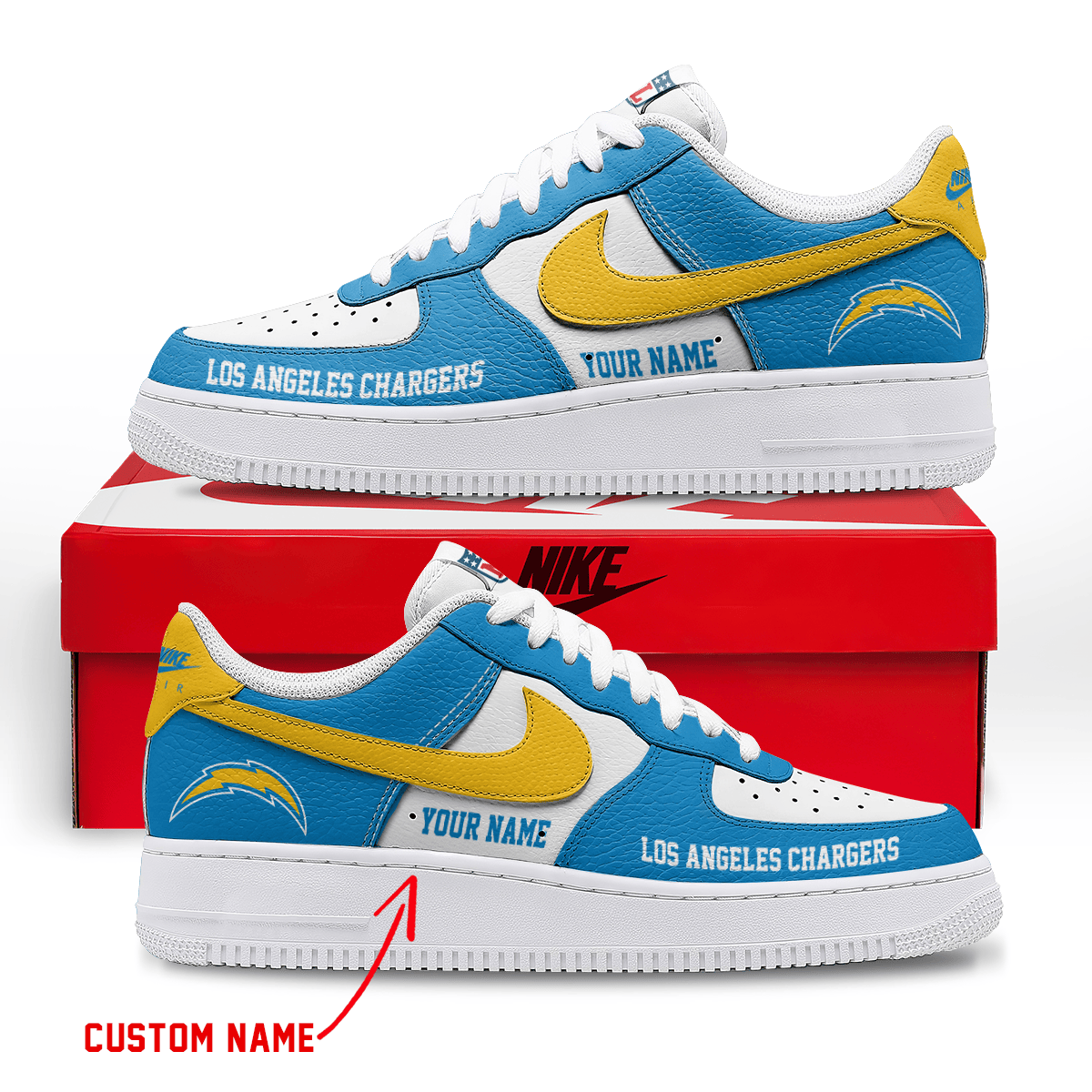 [SPECIAL OFFER] NEW CUSTOMIZED NFL09 LAC LOS ANGELES CHARGERS AF1 SNEAKERS