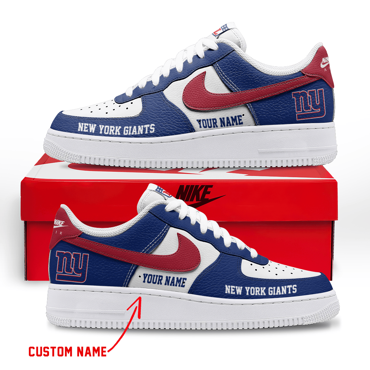 [SPECIAL OFFER] NEW CUSTOMIZED NFL32 NYG NEW YORK GIANTS AF1 SNEAKERS
