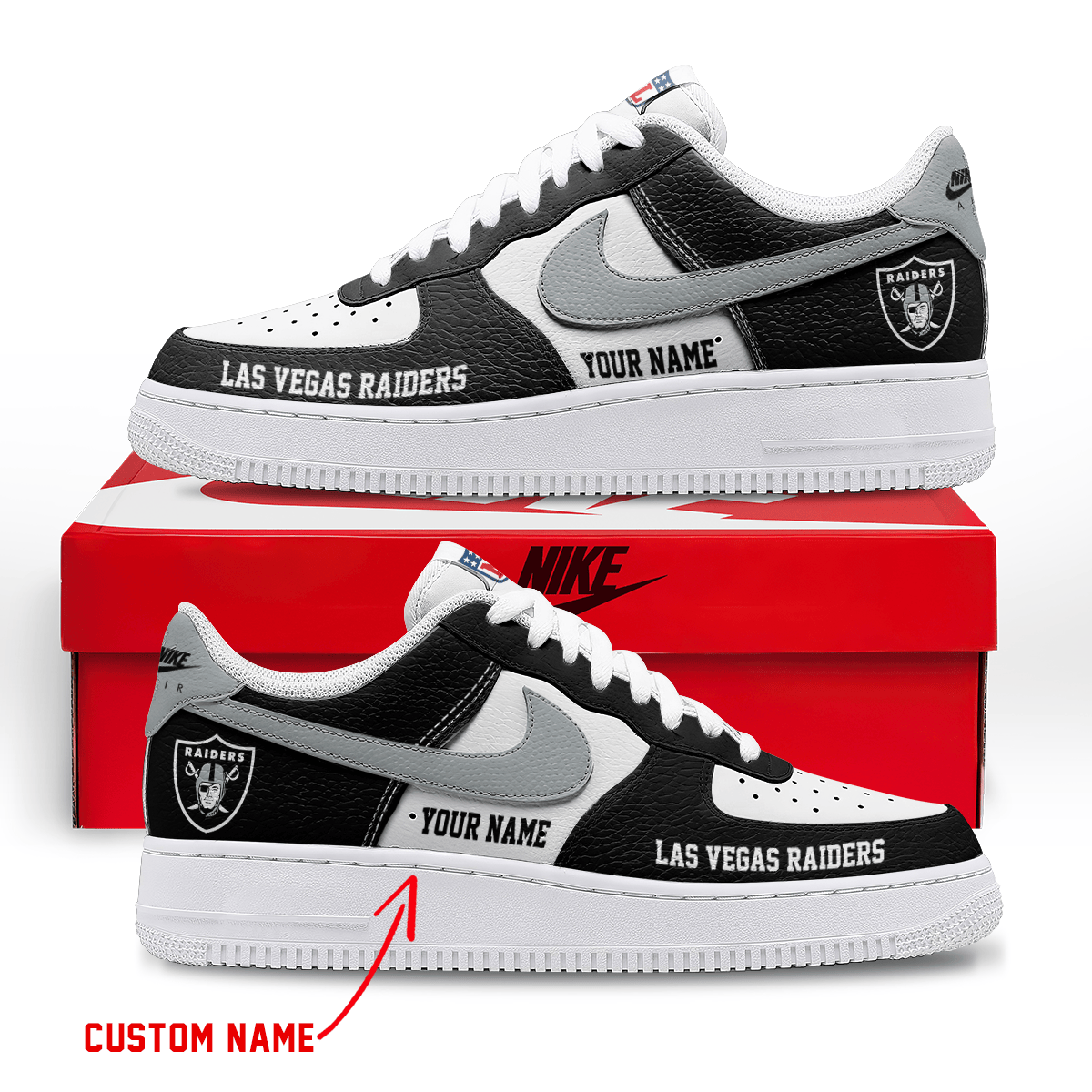 [SPECIAL OFFER] NEW CUSTOMIZED NFL07 LVR LAS VEGAS RAIDERS AF1 SNEAKERS