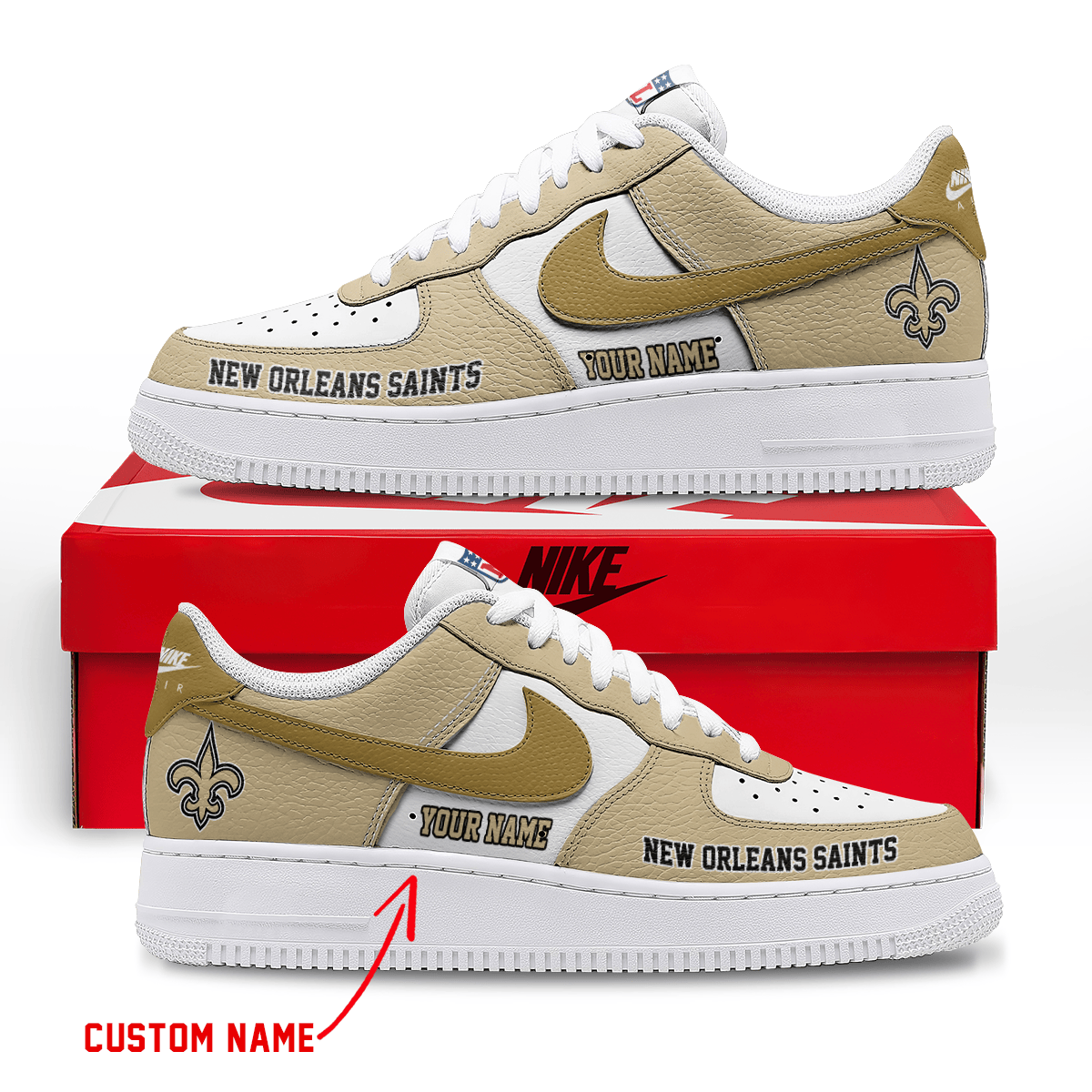 [SPECIAL OFFER] NEW CUSTOMIZED NFL24 NOS NEW ORLEANS SAINTS AF1 SNEAKERS