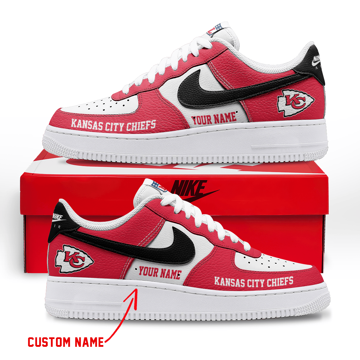 [SPECIAL OFFER] NEW CUSTOMIZED NFL01 KCC KANSAS CITY CHIEFS AF1 SNEAKERS