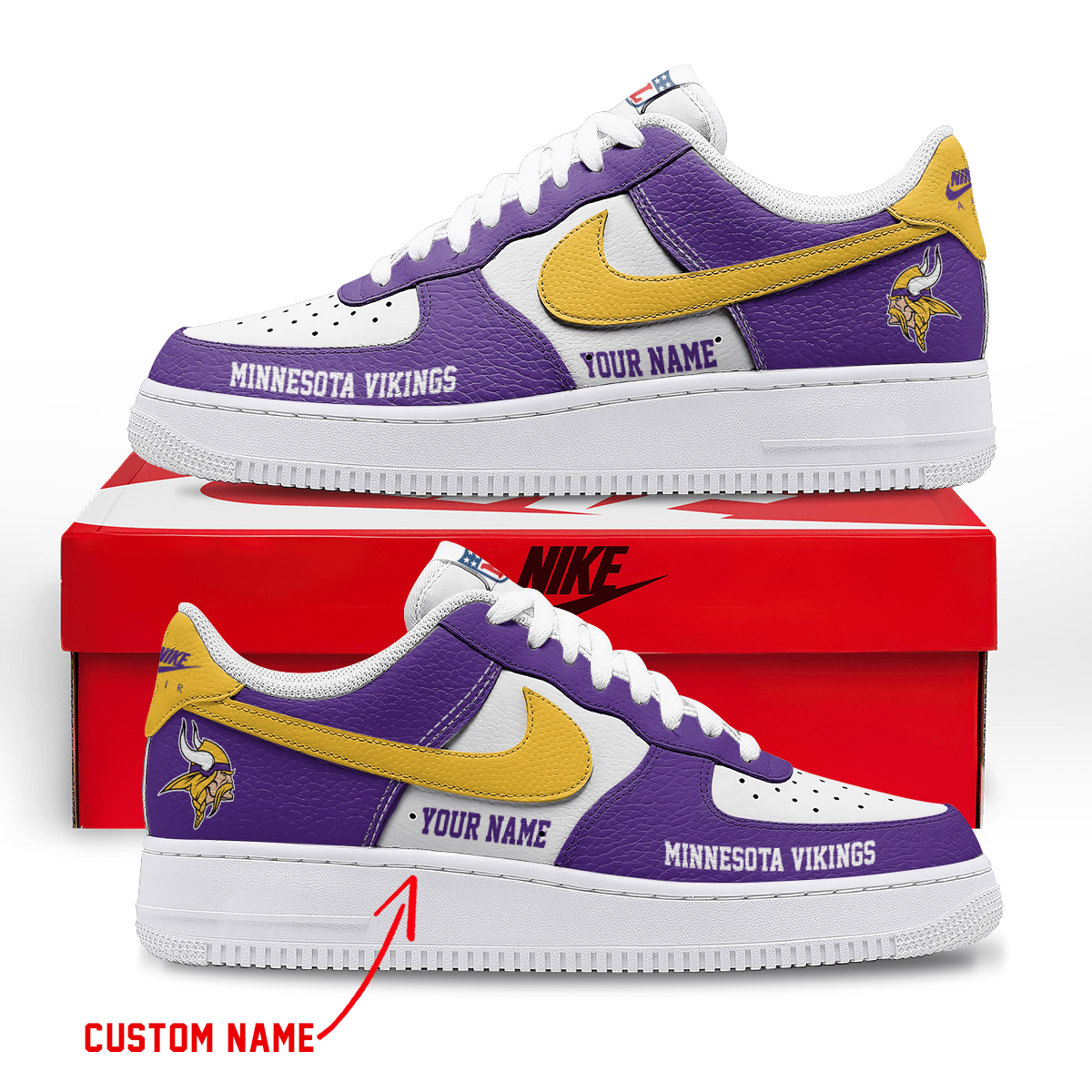 [SPECIAL OFFER] NEW CUSTOMIZED NFL05 MVK MINNESOTA VIKINGS AF1 SNEAKERS