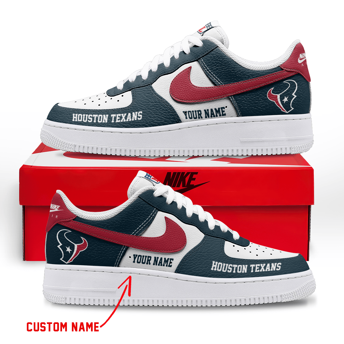 [SPECIAL OFFER] NEW CUSTOMIZED NFL15 HTT HOUSTON TEXANS AF1 SNEAKERS