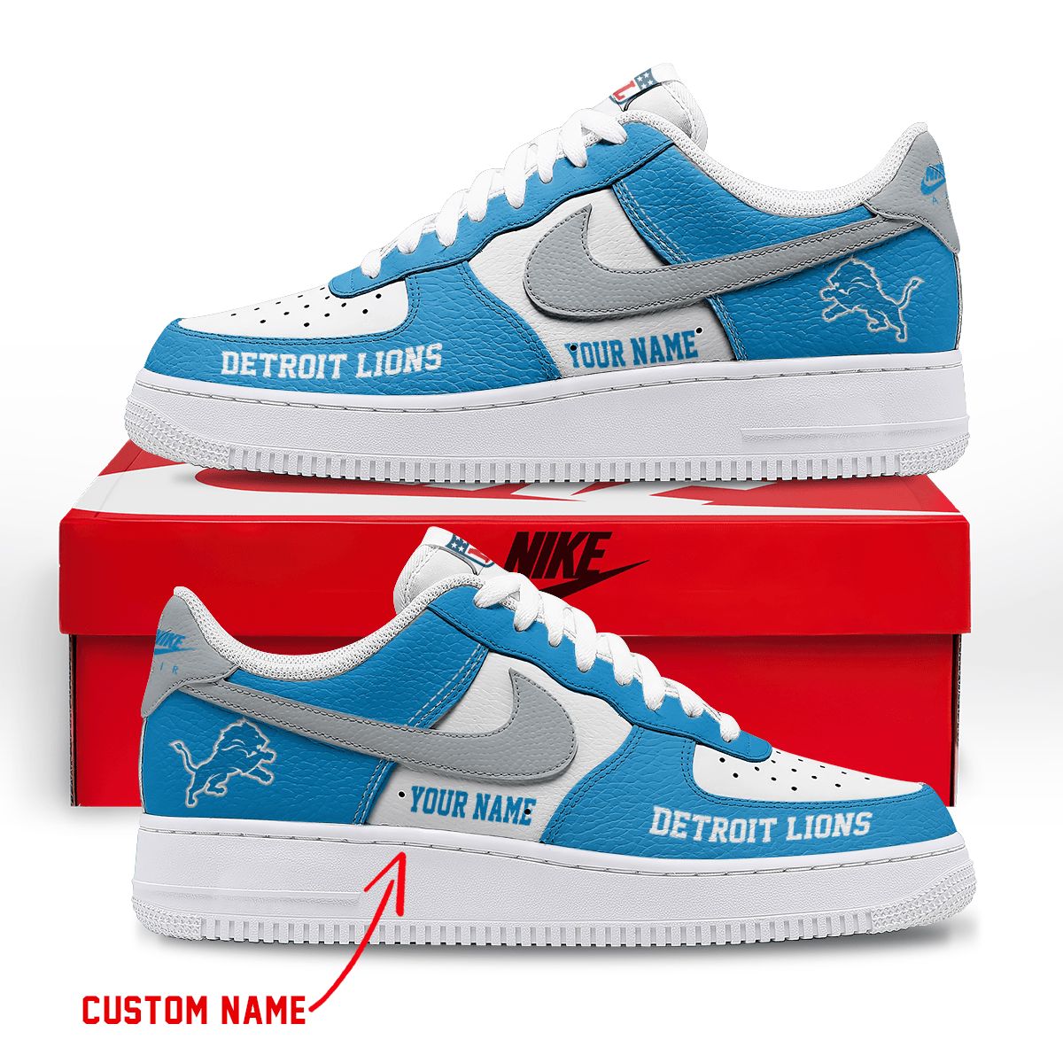 [SPECIAL OFFER] NEW CUSTOMIZED NFL04 DTL DETROIT LIONS AF1 SNEAKERS
