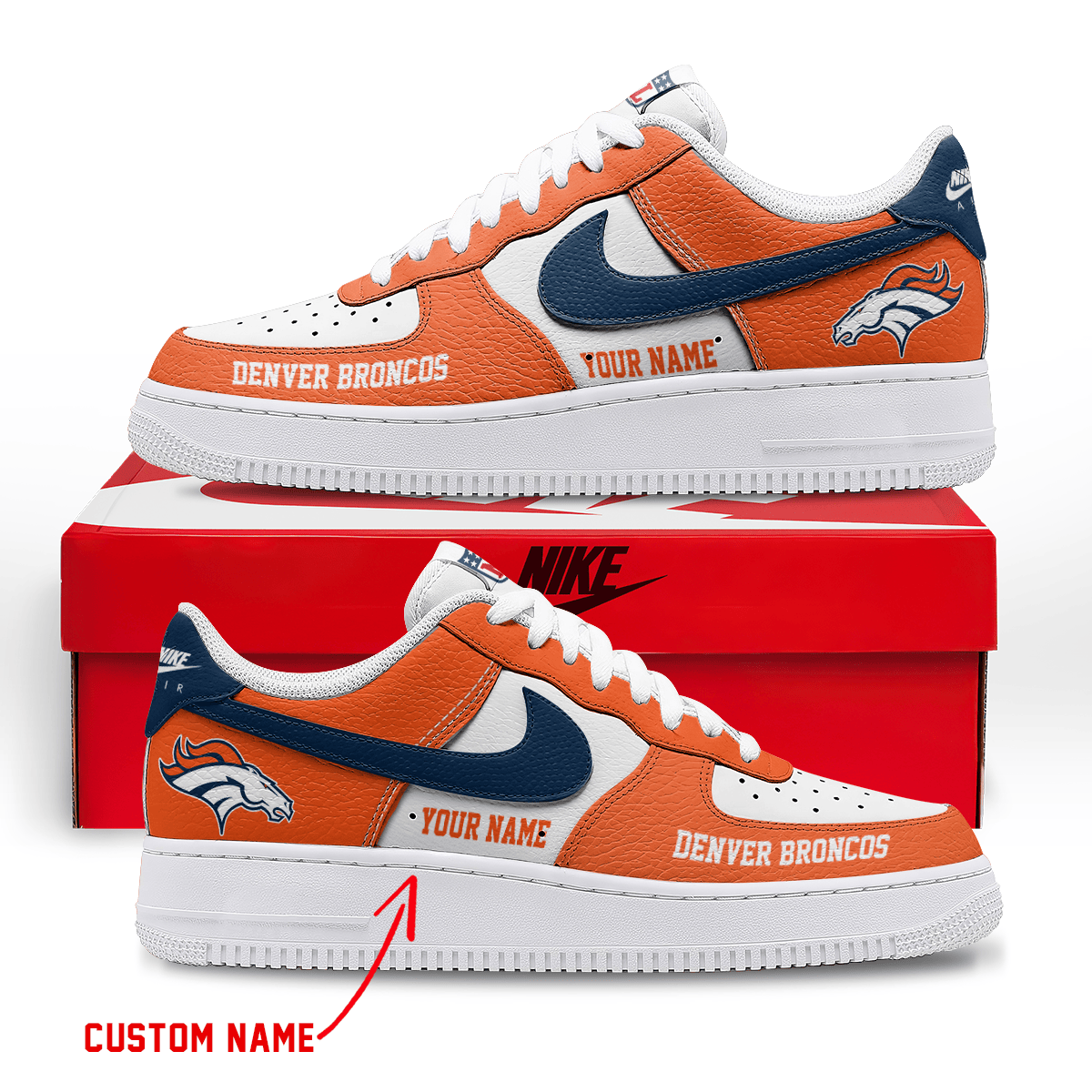[SPECIAL OFFER] NEW CUSTOMIZED NFL13 DVB DENVER BRONCOS AF1 SNEAKERS
