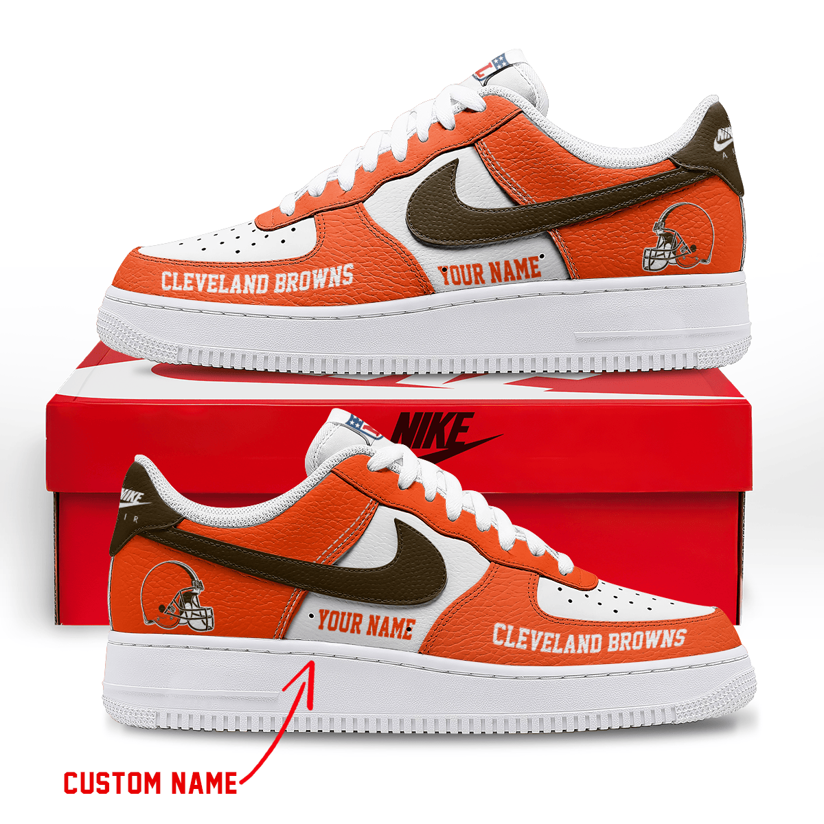[SPECIAL OFFER] NEW CUSTOMIZED NFL29 CLB CLEVELAND BROWNS AF1 SNEAKERS