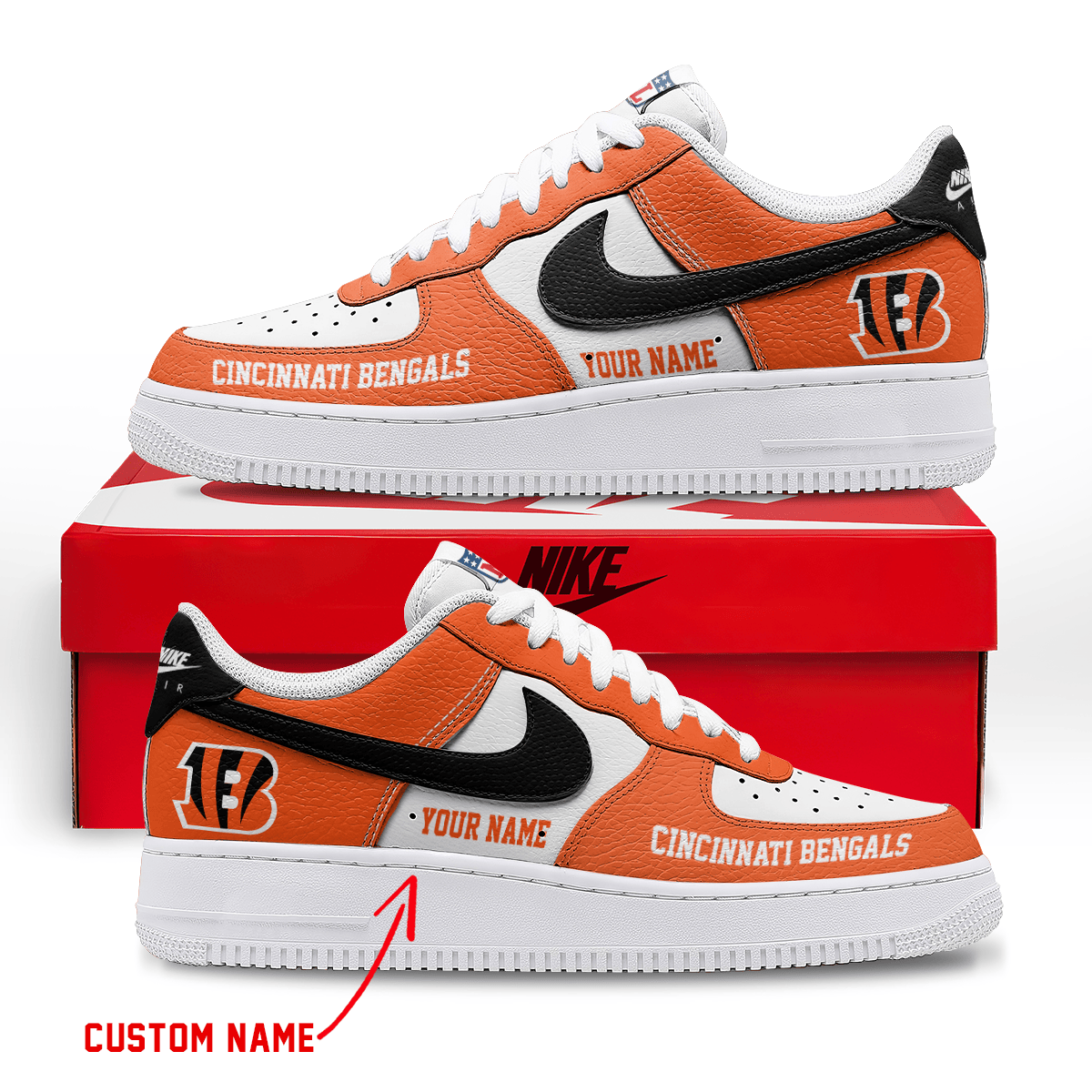 [SPECIAL OFFER] NEW CUSTOMIZED NFL16 CCB CINCINNATI BENGALS AF1 SNEAKERS