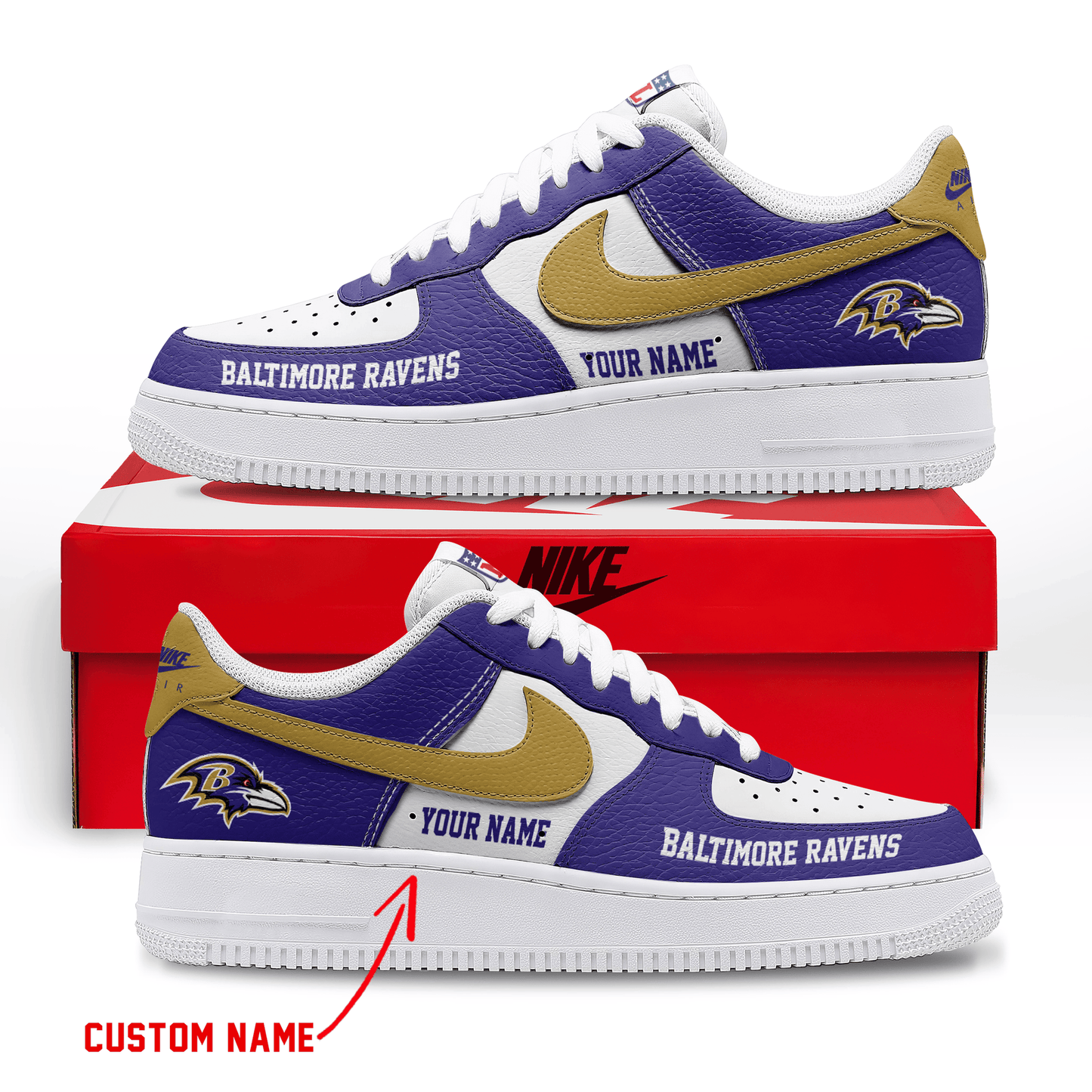 [SPECIAL OFFER] NEW CUSTOMIZED NFL28 BTR BALTIMORE RAVENS AF1 SNEAKERS