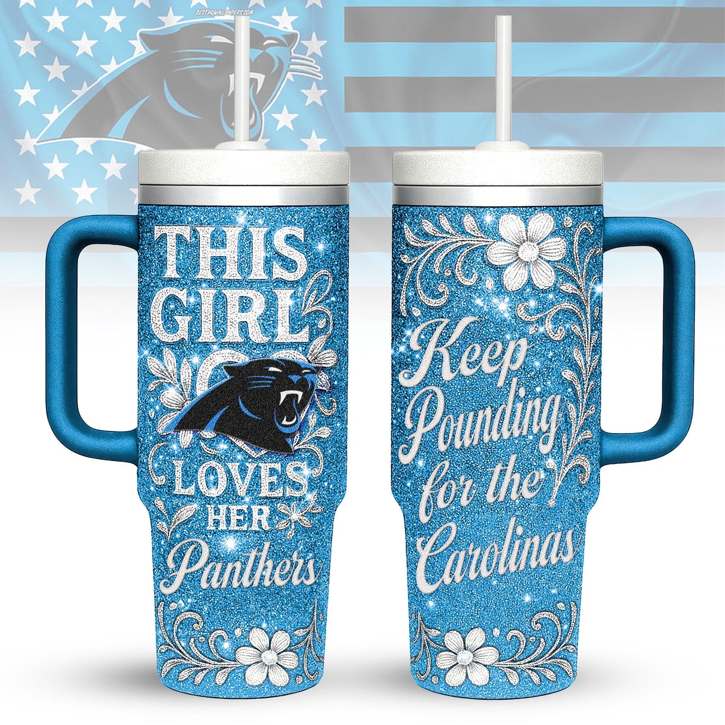 LIMITED EDITION - NEW CUSTOMIZED NFL23 CLP CAROLINA PANTHERS 40 OZ TUMBLER