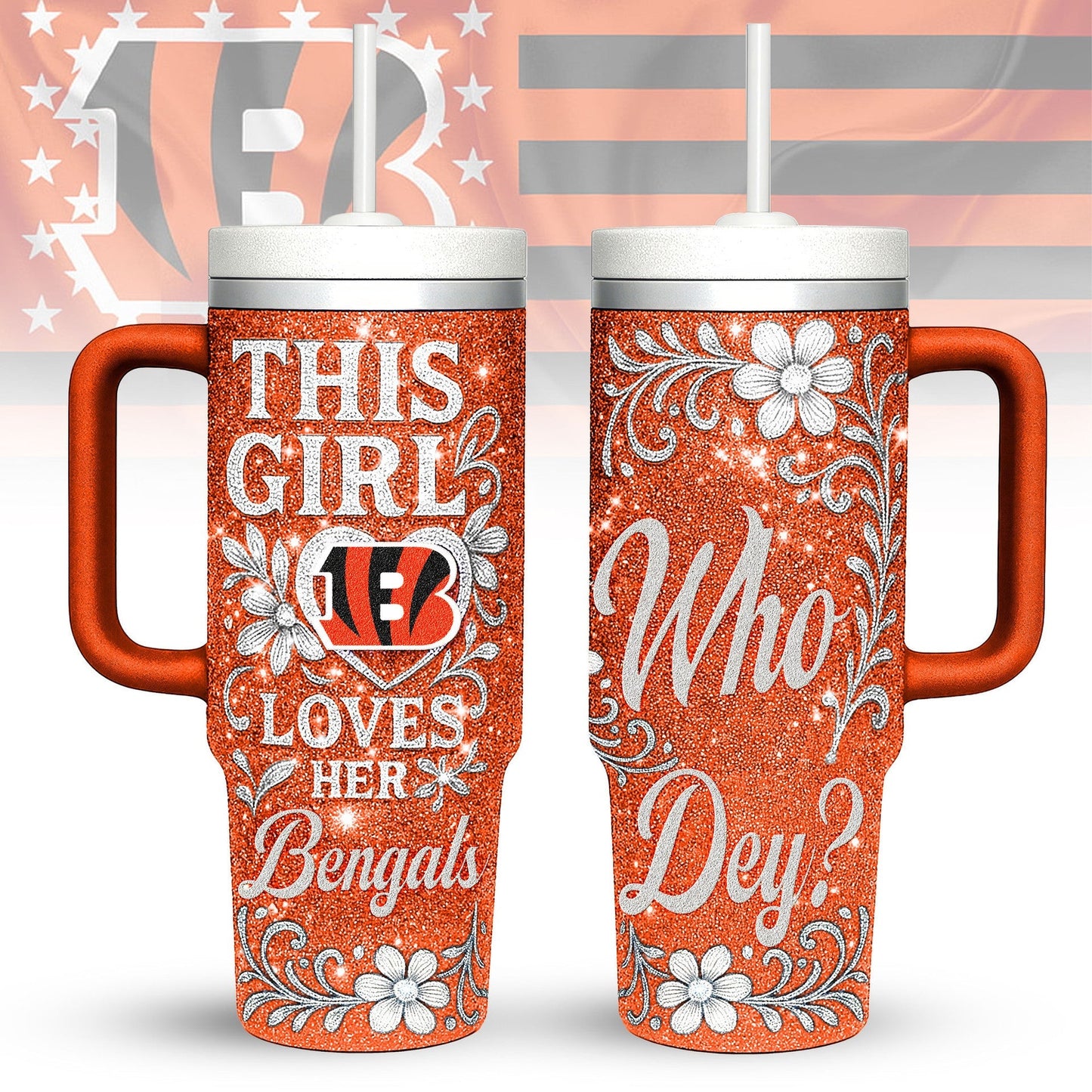 LIMITED EDITION - NEW CUSTOMIZED NFL16 CCB CINCINNATI BENGALS 40 OZ TUMBLER