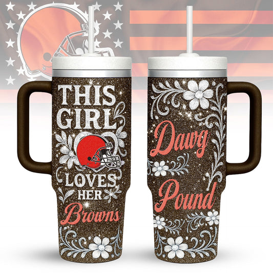 LIMITED EDITION - NEW CUSTOMIZED NFL29 CLB CLEVELAND BROWNS 40 OZ TUMBLER