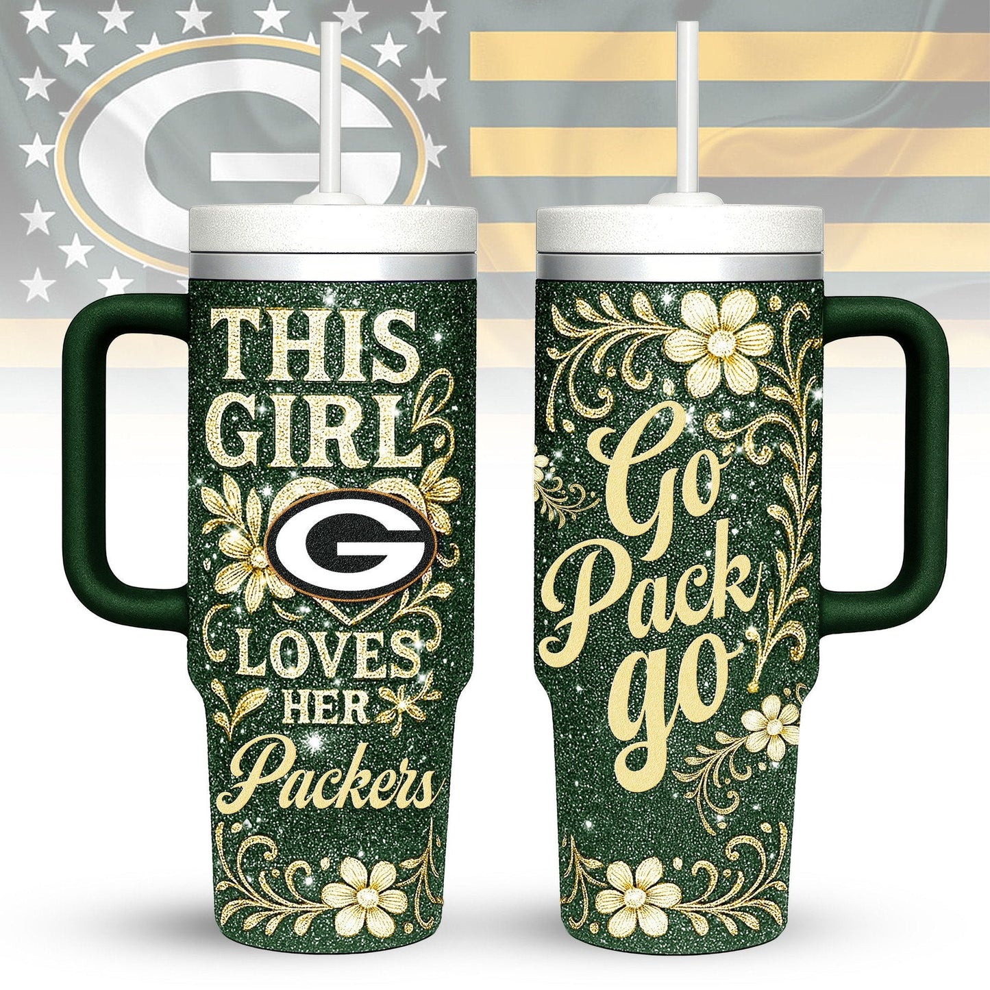 LIMITED EDITION - NEW CUSTOMIZED NFL08 GBP GREEN BAY PACKERS 40 OZ TUMBLER
