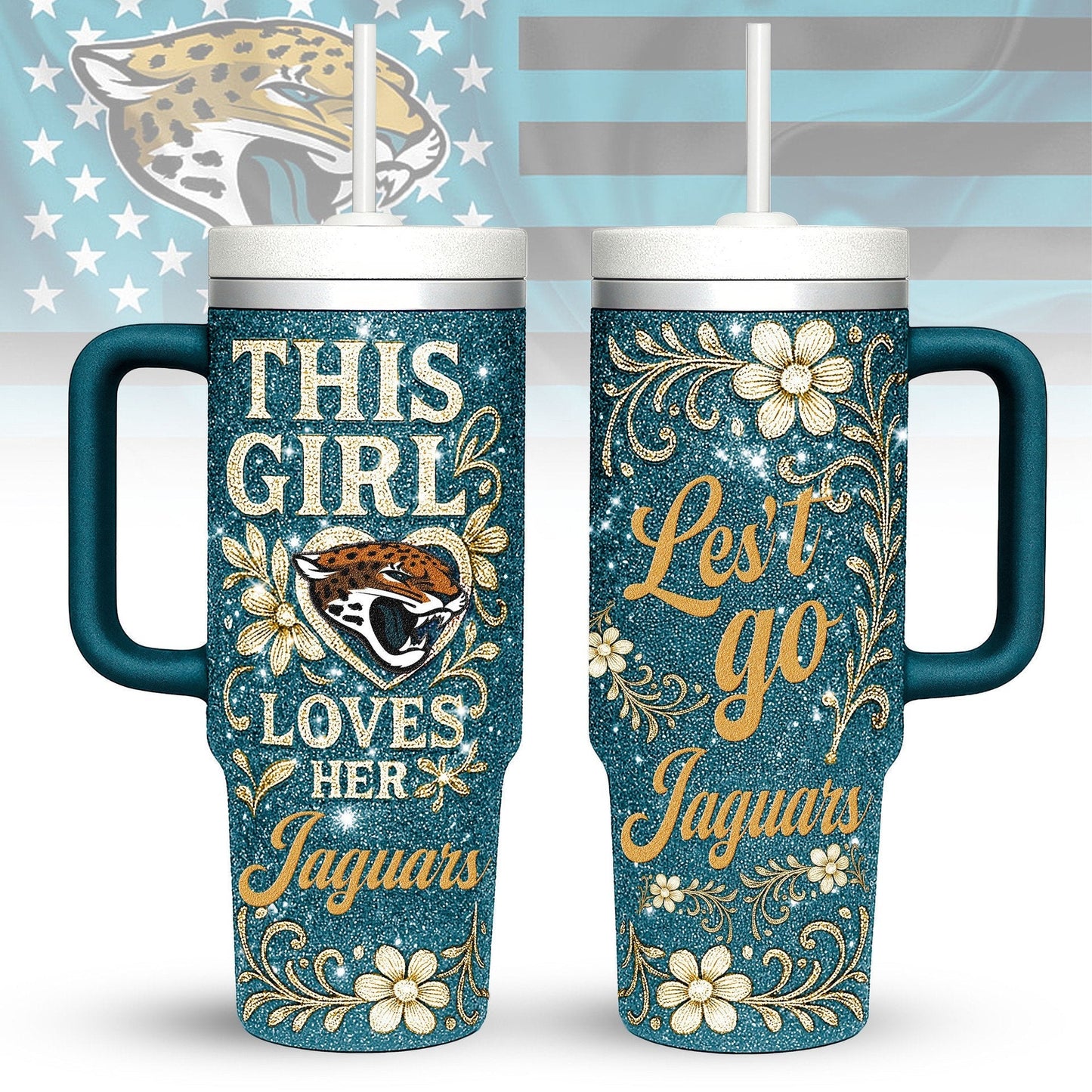 LIMITED EDITION - NEW CUSTOMIZED NFL30 JSJ JACKSONVILLE JAGUARS 40 OZ TUMBLER