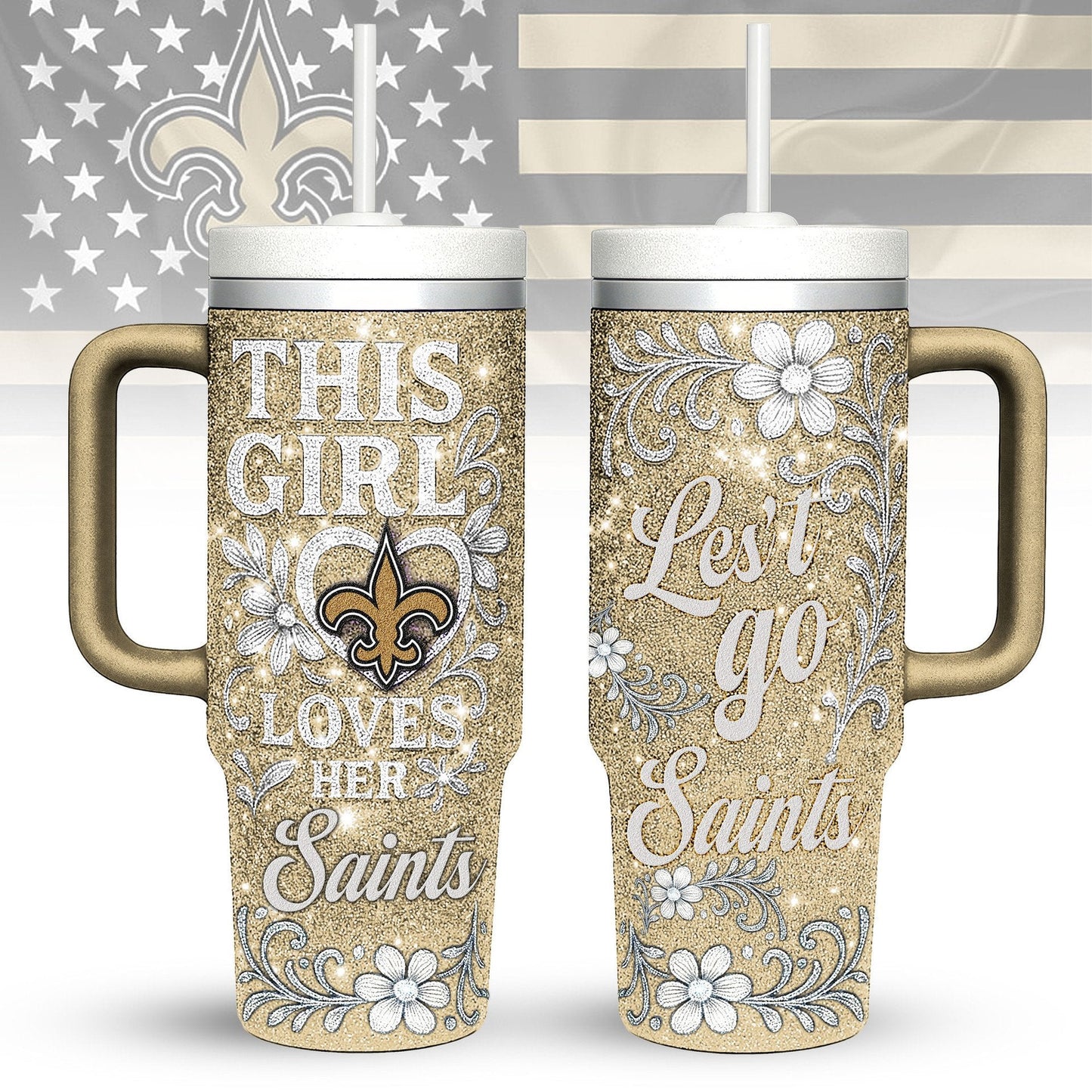 LIMITED EDITION - NEW CUSTOMIZED NFL24 NOS NEW ORLEANS SAINTS 40 OZ TUMBLER