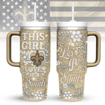 LIMITED EDITION - NEW CUSTOMIZED NFL24 NOS NEW ORLEANS SAINTS 40 OZ TUMBLER