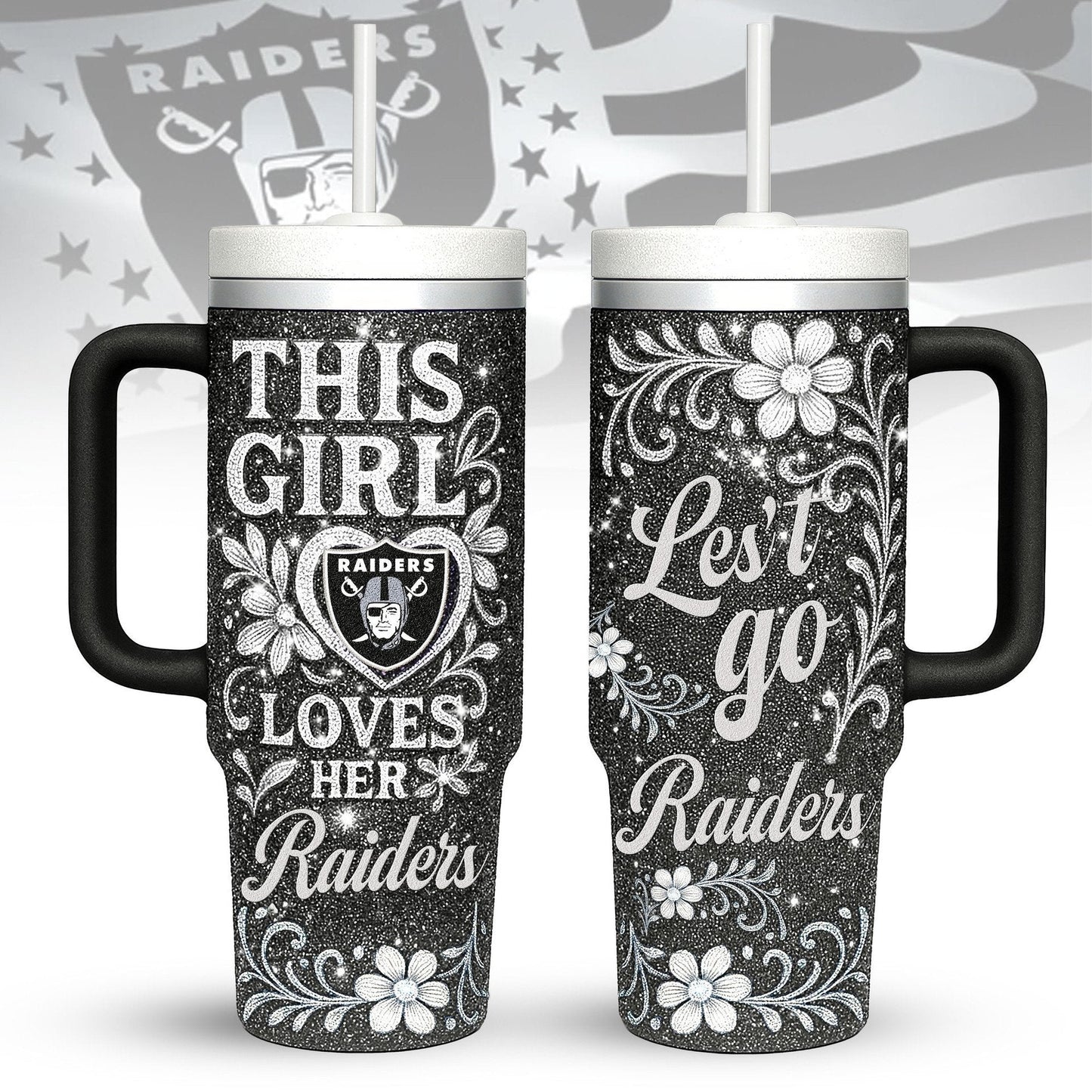 LIMITED EDITION - NEW CUSTOMIZED NFL07 LVR LAS VEGAS RAIDERS 40 OZ TUMBLER