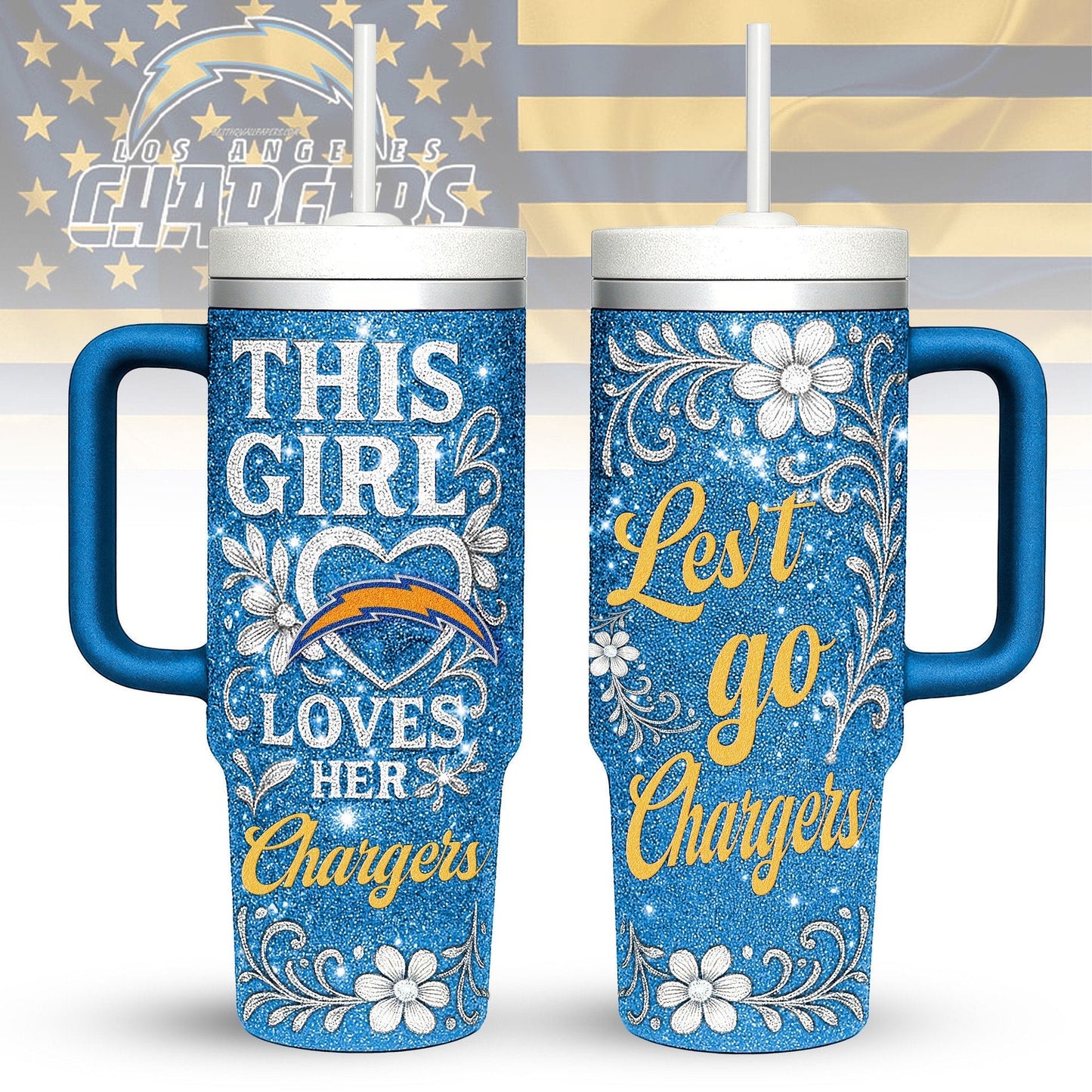 LIMITED EDITION - NEW CUSTOMIZED NFL09 LAC LOS ANGELES CHARGERS 40 OZ TUMBLER