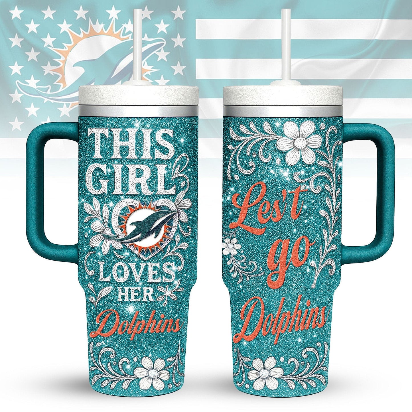 LIMITED EDITION - NEW CUSTOMIZED NFL19 MDP MIAMI DOLPHINS 40 OZ TUMBLER