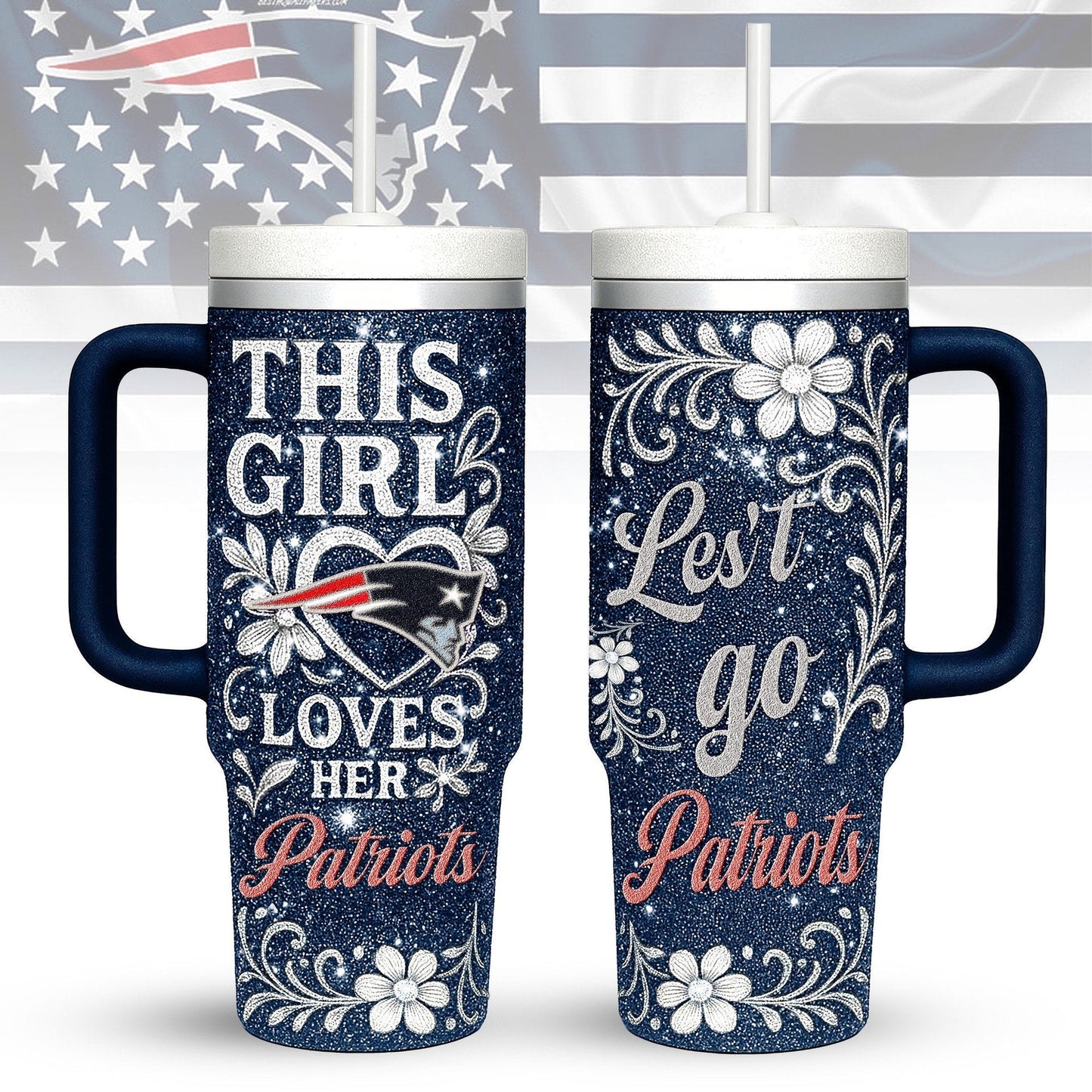 LIMITED EDITION - NEW CUSTOMIZED NFL27 NEP NEW ENGLAND PATRIOTS 40 OZ TUMBLER