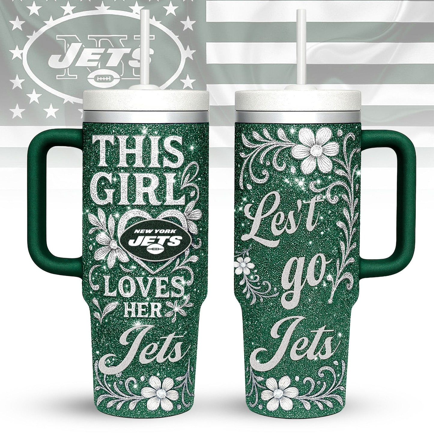 LIMITED EDITION - NEW CUSTOMIZED NFL25 NYJ NEW YORK JETS 40 OZ TUMBLER