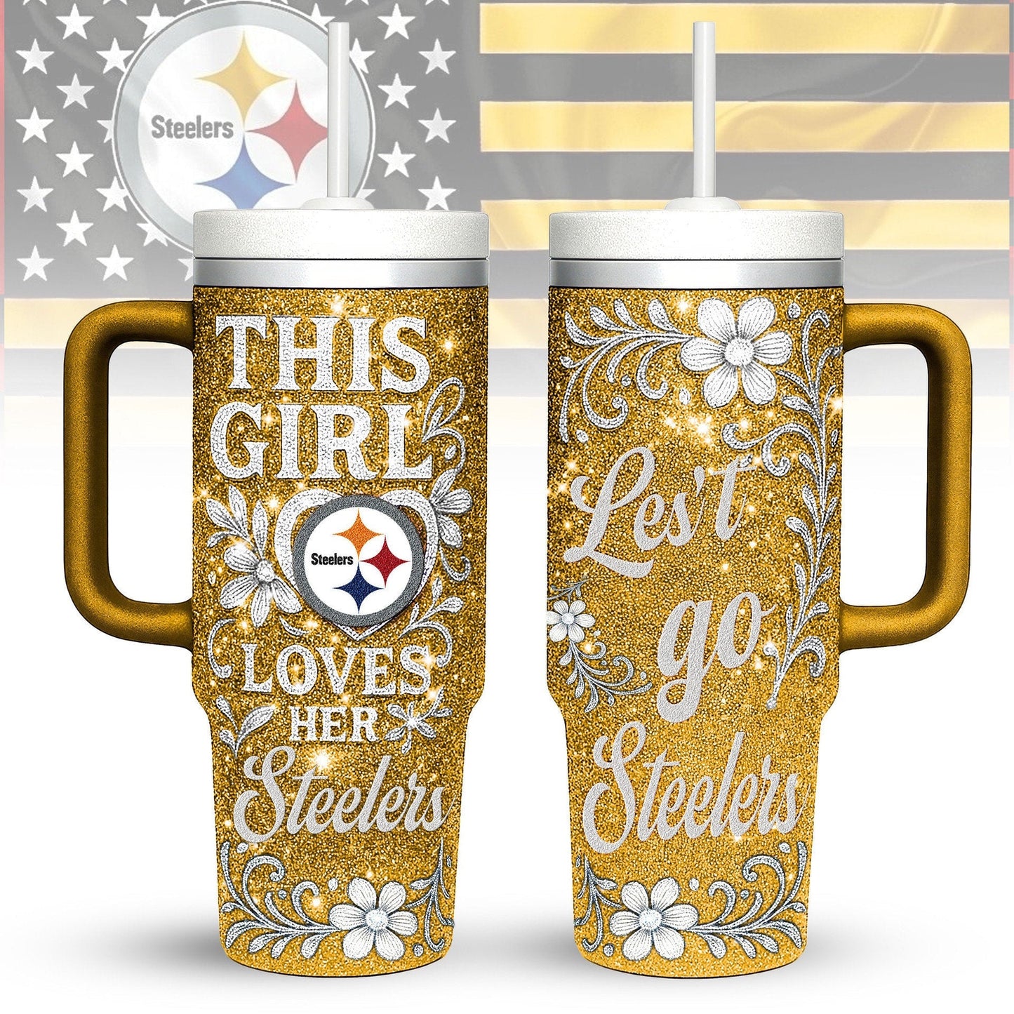LIMITED EDITION - NEW CUSTOMIZED NFL14 PSB PITTSBURGH STEELERS 40 OZ TUMBLER