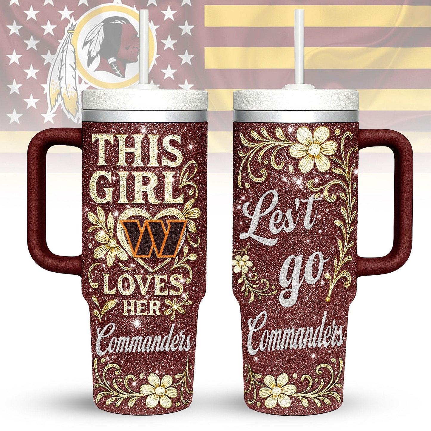 LIMITED EDITION - NEW CUSTOMIZED NFL12 WTC WASHINGTON COMMANDERS 40 OZ TUMBLER