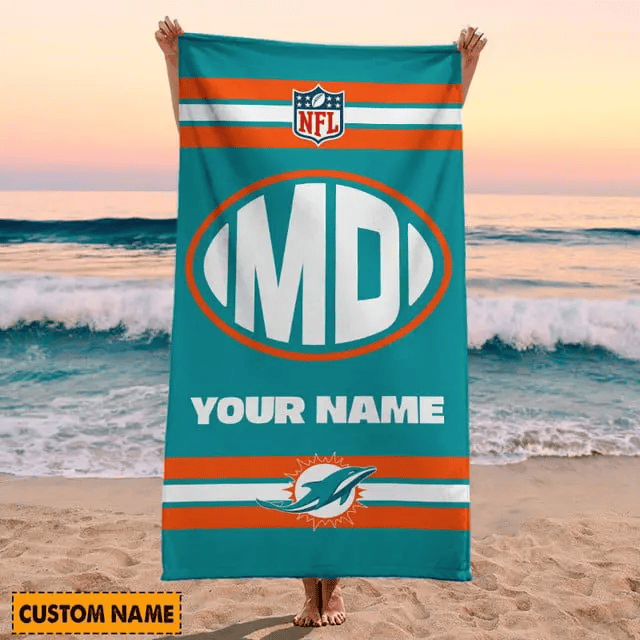 LIMITED EDITION - NEW CUSTOMIZED NFL19 MDP MIAMI DOLPHINS BEACH & BATH TOWEL (KIDS & ADULTS)