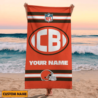 LIMITED EDITION - NEW CUSTOMIZED NFL29 CLB CLEVELAND BROWNS BEACH & BATH TOWEL (KIDS & ADULTS)