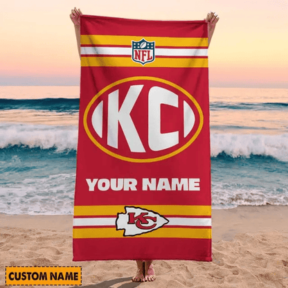 LIMITED EDITION - NEW CUSTOMIZED NFL01 KCC KANSAS CITY CHIEFS BEACH & BATH TOWEL (KIDS & ADULTS)