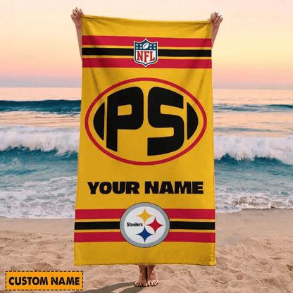 LIMITED EDITION - NEW CUSTOMIZED NFL14 PSB PITTSBURGH STEELERS BEACH & BATH TOWEL (KIDS & ADULTS)