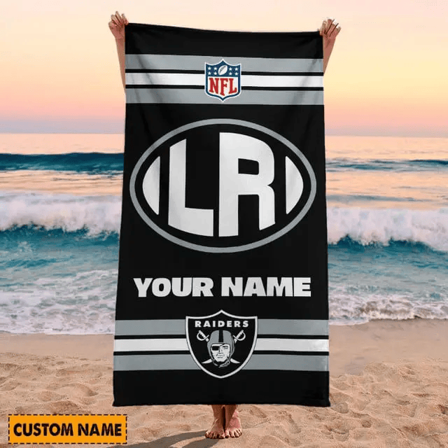 LIMITED EDITION - NEW CUSTOMIZED NFL07 LVR LAS VEGAS RAIDERS BEACH & BATH TOWEL (KIDS & ADULTS)