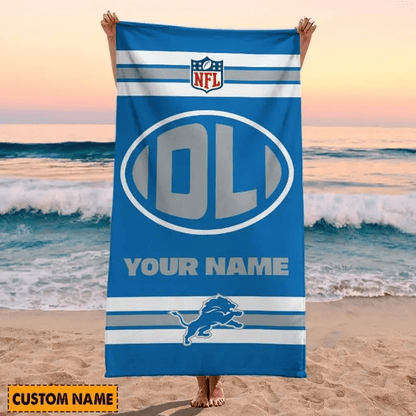 LIMITED EDITION - NEW CUSTOMIZED NFL04 DTL DETROIT LIONS BEACH & BATH TOWEL (KIDS & ADULTS)
