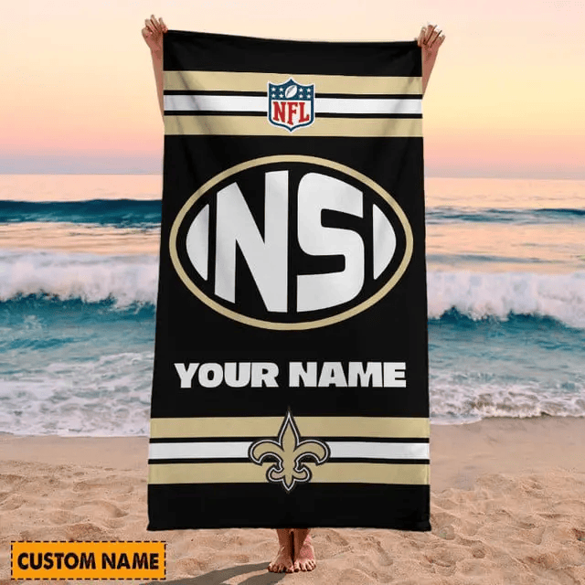 LIMITED EDITION - NEW CUSTOMIZED NFL24 NOS NEW ORLEANS SAINTS BEACH & BATH TOWEL (KIDS & ADULTS)