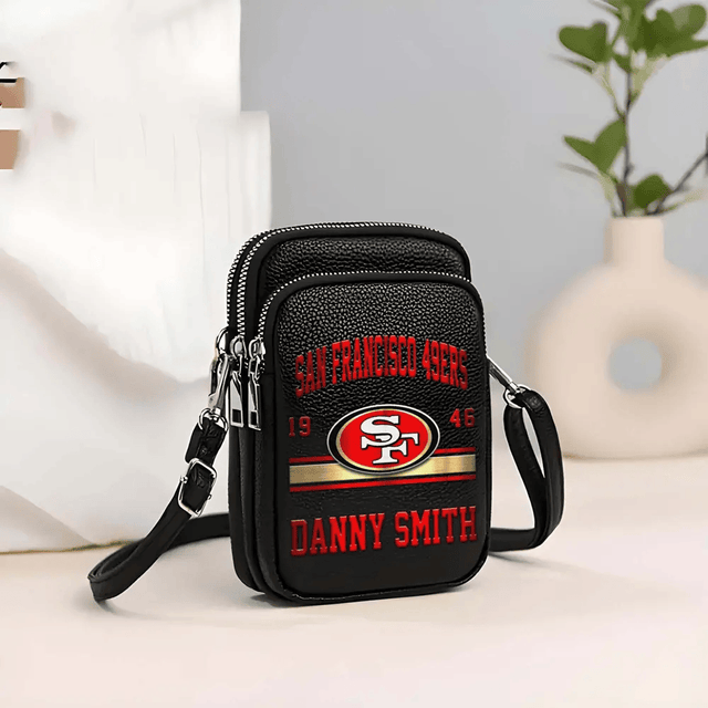 LIMITED EDITION - NEW CUSTOMIZED NFL11 SF49 SAN FRANCISCO 49ERS LEATHER CROSSBODY BAG