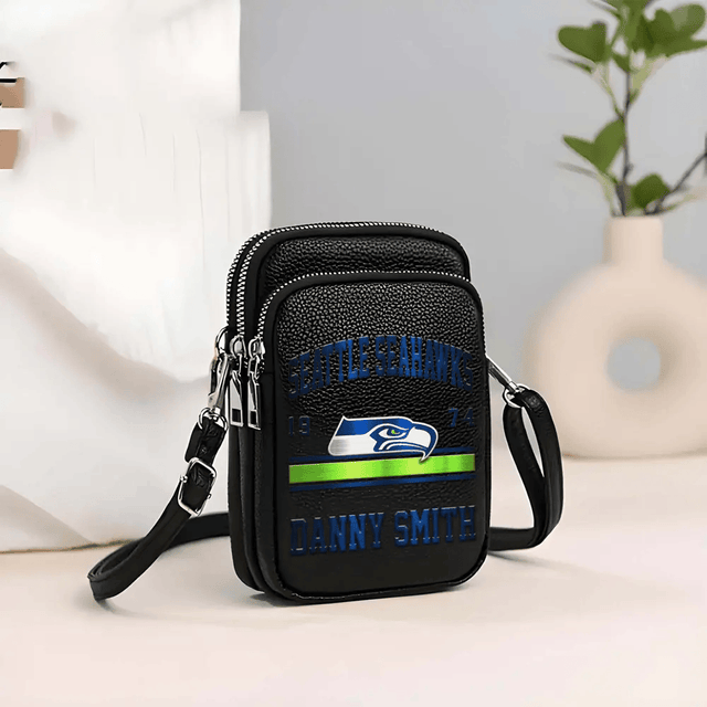 LIMITED EDITION - NEW CUSTOMIZED NFL06 SSH SEATTLE SEAHAWKS LEATHER CROSSBODY BAG