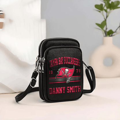 LIMITED EDITION - NEW CUSTOMIZED NFL10 TBB TAMPA BAY BUCCANEERS LEATHER CROSSBODY BAG