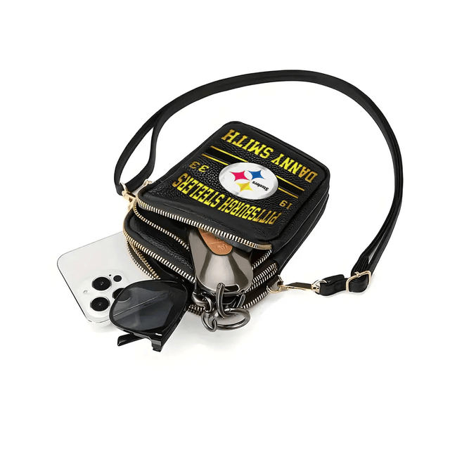 LIMITED EDITION - NEW CUSTOMIZED NFL14 PSB PITTSBURGH STEELERS LEATHER CROSSBODY BAG