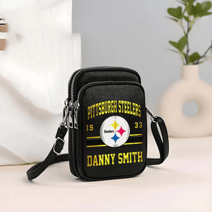LIMITED EDITION - NEW CUSTOMIZED NFL14 PSB PITTSBURGH STEELERS LEATHER CROSSBODY BAG