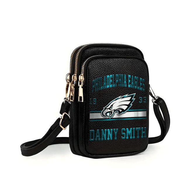 LIMITED EDITION - NEW CUSTOMIZED NFL02 PPE PHILADELPHIA EAGLES LEATHER CROSSBODY BAG