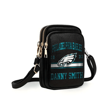 LIMITED EDITION - NEW CUSTOMIZED NFL02 PPE PHILADELPHIA EAGLES LEATHER CROSSBODY BAG