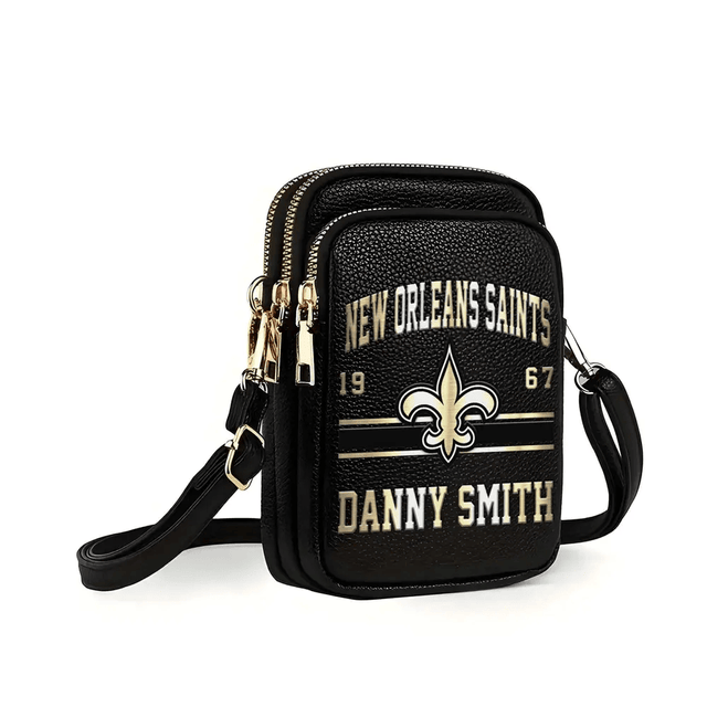 LIMITED EDITION - NEW CUSTOMIZED NFL24 NOS NEW ORLEANS SAINTS LEATHER CROSSBODY BAG