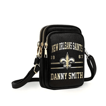LIMITED EDITION - NEW CUSTOMIZED NFL24 NOS NEW ORLEANS SAINTS LEATHER CROSSBODY BAG